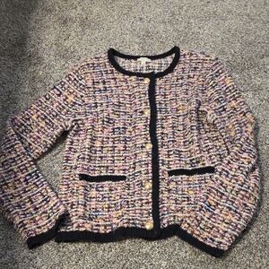 Talbots Multicolor Tweed Blazer with Gold Buttons